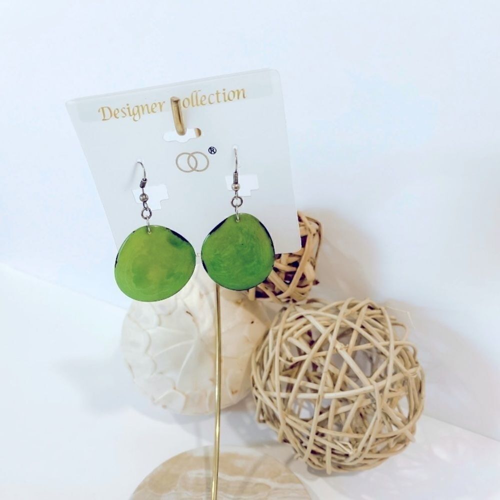 Green drop earrings